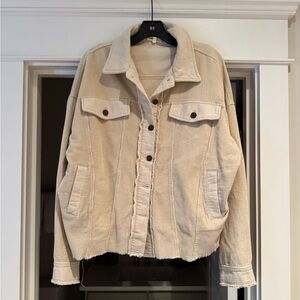 la miel corduroy raw edge tan jacket
